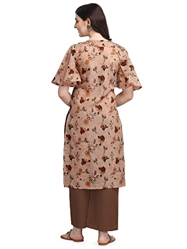 Image of EthnicJunction Women's Crepe Floral Printed Ready to Wear Straight Kurti