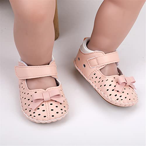 Image of HsdsBebe Baby Boys Girls Pu Leather Hard Bottom Walking Sneakers Toddler Rubber Sole First Walkers Infant Cartoon Slippers Crib Shoes(12-18 Months)