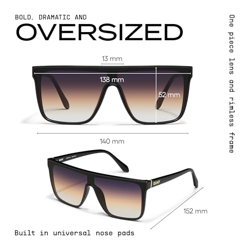 Image of QUAY Oversized Nightfall Medium Non-Polarized Shield Sunglasses for Men & Women, Unisex Shades with UV-Protected Lenses