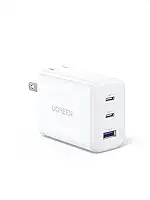 UGREEN Carregador USB C de 65 W, bloco de carregador de parede rápido dobrável compacto de 3 portas, adaptador de alimentação USB C para MacBook Pro/Air, iPhone 15 Pro Max/14/13, iPad Pro, De