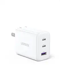 UGREEN Carregador USB C de 65 W, bloco de carregador de parede rápido dobrável compacto de 3 portas, adaptador de alimentação USB C para MacBook Pro/Air, iPhone 15 Pro Max/14/13, iPad Pro, De