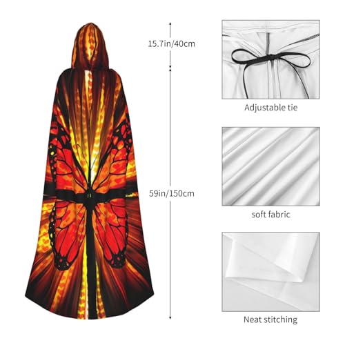 Cape à capuche imprimé papillon orange pour un déguisement rapide et réussi