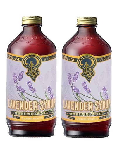 Portland Syrups Lavender Syrup - Lavender Beverage Concentrate for Tea, Matcha, Coffee, Sodas, and Baking - Floral Flavor for Crafting Refreshing Drinks - 12 oz Bottle, 12 Servings (Pack of 2)