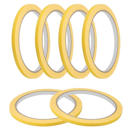Image of MECCANIXITY Masking Tape 0.2 Inch x 21 Yard Painter's Tape Yellow Paint Tapes for DIY Crafts Arts Drawing Decoration Labeling Car Painting Artist Teachers, Pack of 6