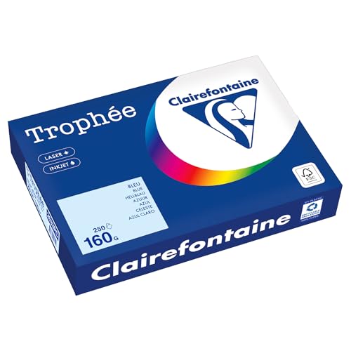Papier couleur pastels bleu Trophée A4 160G ramette de 250 feuilles 2633C