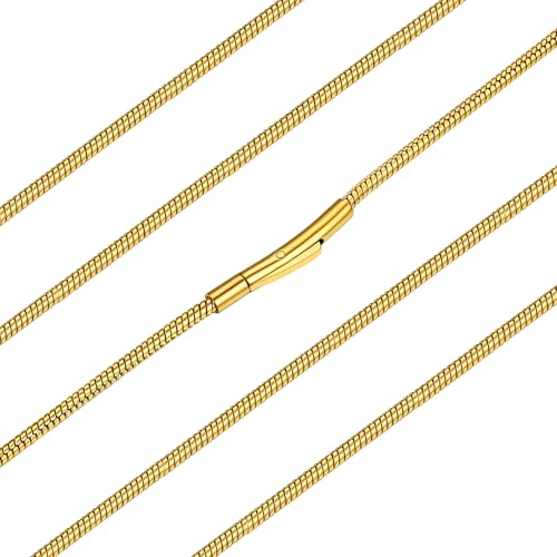 ChainsHouse Herringbone Necklace for Women 2mm Stainless Steel Chain Thin Necklace Chain Fine Gold Chain Round Snake Chain Necklace for Pendant Mens Herringbone Chain