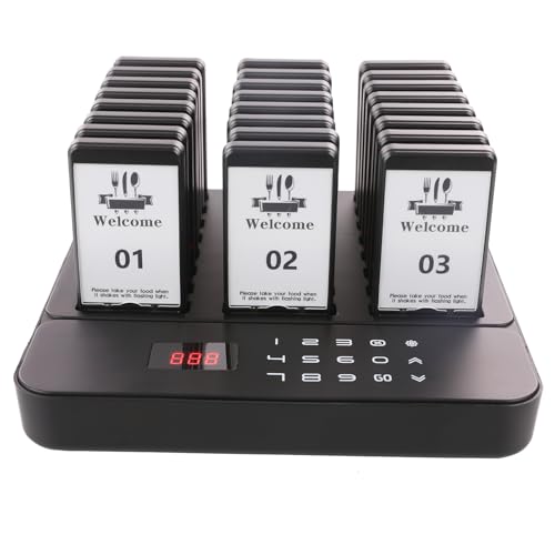 LOUKIENE Restaurant Pager System, 24 Pagers, Social Distancing Pagers for Restaurants Paging System Lineup Waiting Queue Signal Calling Long Range Customer Service for Cuisine Church Clinic
