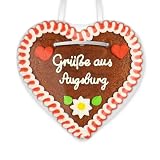 Lebkuchenherz 12cm mit Spruch - Grüße aus Augsburg | Lebkuchen Give away | Nette Grüße verschicken | Kleine Lebkuchenherzen bestellen | Lebkuchenherzen günstig online kaufen von LEBKUCHEN WELT