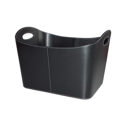 Benta Holzkorb, schwarz mit Kunstlederbezug 53, 5 x 43 x 34 cm