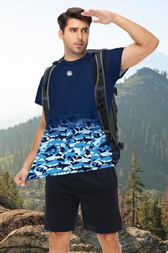 Image of AOBUTE Mens Swim Shirts Short Sleeve UPF 50+ Sun Shirt Quick Dry Rash Guard Fishing Swimming Shirt