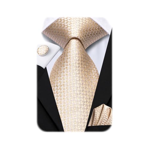 Image of Dubulle Mens Paisley Floral Silk Tie for Men Striped Necktie and Pocket Square Cufflinks Set Wedding Business