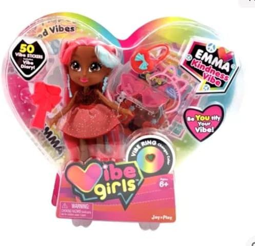 Vibe Girls Emma Kindness Vibe Doll, Includes 50 Stickers Plus Vibe Diary and Mood Ring