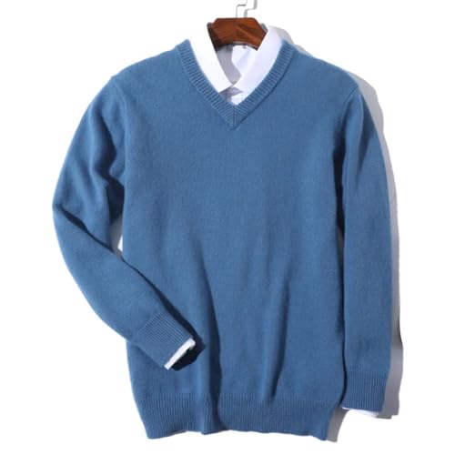 Men Cashmere Sweater Pullover Warm Classic V-Neck Sweaters Long Slevees Knitted Jumper Dark Gray9 XL3