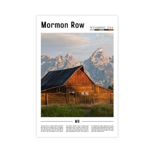 Impression sur toile Mormon Row Wyoming poster paysage Teton 61x91