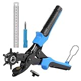 HYY-YY Cuir perforatrice robuste renouvelable perforation outil avec 2 Pince plaques supplémentaires Punch et règle perforatrice professionnelle for ceinture, bracelet de montre, chaussures, tissus, a