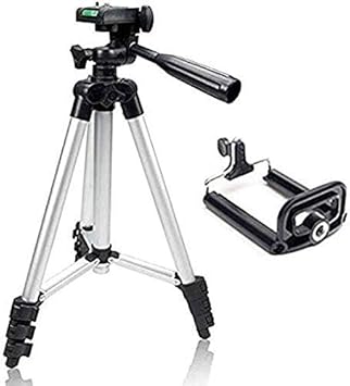 Coolmobiz Tripod 3110 Portable Adjustable Aluminium Lightweight Camera Stand with 3-Dimensional Head and Quick Release Plate for Video Cameras and Mobile Tripod Tripod (Black, Silver)