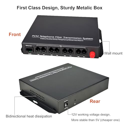 Image of 8 Channels POTS Telephones and 10 /100Mbps Ethernet Over Fiber Optic Media Converter Extender FC-FC Singlemode up 20Km Support Called id Ring and Fax -Uncompressed No Delay A Set