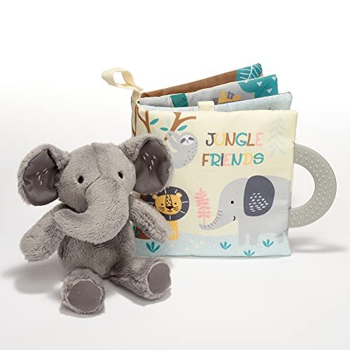 Image of Lambs & Ivy Jungle Friends Developmental Soft Book & Elephant Plush Toy Gift Set