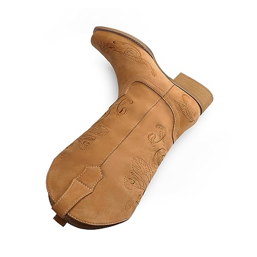 Image of DREAM PAIRS Women's Square Toe Cowboy Cowgirl Boots Pull On Low Chunky Heel Mid Calf Western Boots with Embroidered Stitched for Theme Party Country Concert