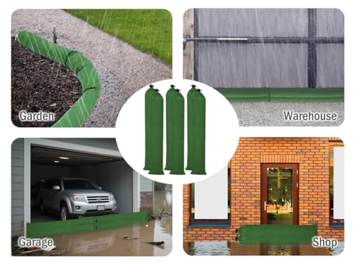 Miniatura 6 de Kellegour Sacos De Arena De Lona Gruesa Reutilizables,6 Pcs Sacos De Arena Para Inundaciones 120 X 19 Cm,Bolsas De Arena De Barrera De Agua De Inundación Para Garajes,Puertas,Sótanos,Ventanas,Verde