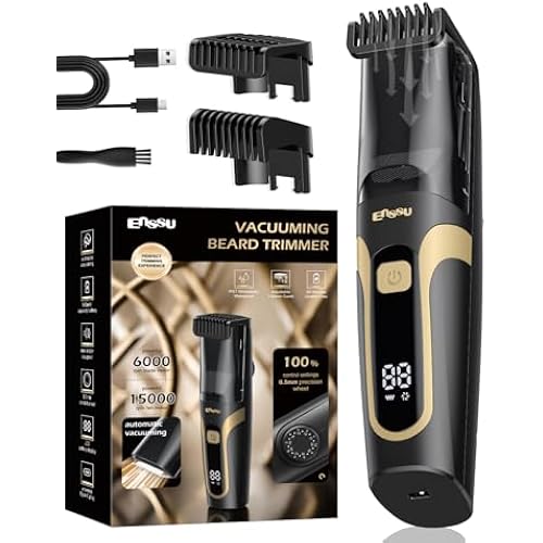 Vaccum Beard Trimmer for Men USB-C Rechargeable,Beard Trimmers with 2 Comb