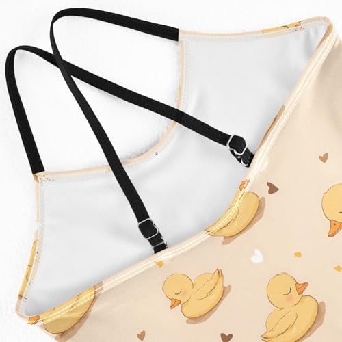 senya Girls Swimsuits One-Piece Swimwear Tie Bathing Suit Beach Summer Round Neck 7-8T Duck Heart Pattern4