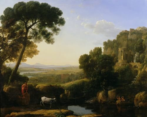 Coucher de soleil ou un paysage avec Argus toile murale inspirante pour chambre à coucher