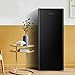 Teknix T2R128B 52cm Freestanding Retro Fridge - 165 Litre Capacity with 4 Star Ice Box - Chrome Wine Rack - Stainless Trim - Black - E Rated, H128.0 x W52.0 x D51.0