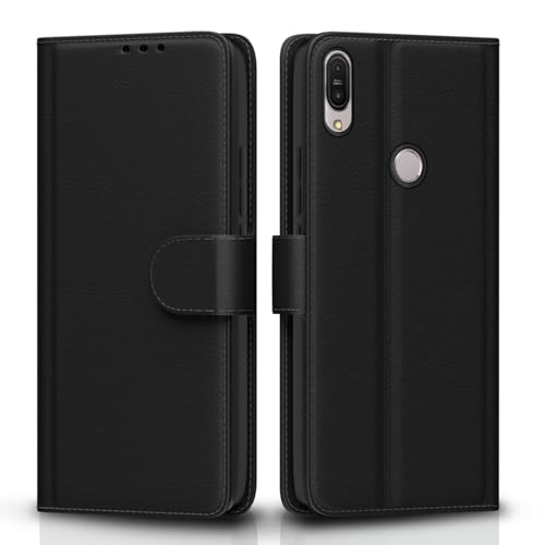 Image of Pikkme Asus Zenfone Max Pro M1 Flip Cover Leather Finish | Inside TPU with Card Pockets | Wallet Stand and Shock Proof | Complete Protection Flip Case (Black)