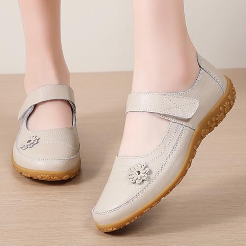 Women's Leather Mary Jane Flats Ladies Wide Fit Shoes Casual Business Shoes4