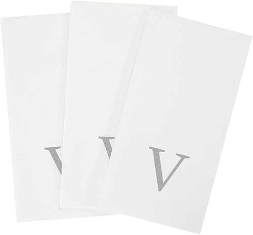 Miniatura 98 de Luxenap - Toallas de invitados de 15.8 x 7.9 pulgadas, 50 toallas de mano con letras plateadas, letra "P", fuente Sans Serif, servilletas de papel