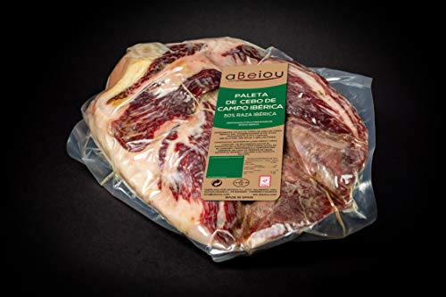 aBeiou. Iberische Feldköderschulter. Ohne Knochen Vakuum. Iberischer Schinken. Reifezeit +28 Monate in Guijuelo Spanien. Hycer Garantiezertifikat. Gewicht 2-2,5 kg. Iberico cebo campo. Patanegra