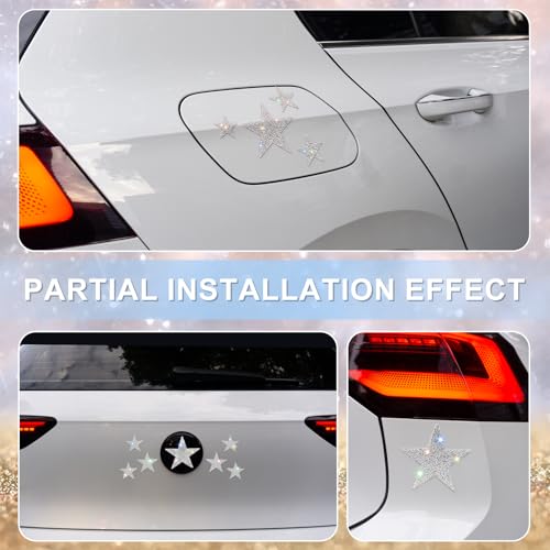 Image of 8PCS Rhinestone Star Stickers - Bling Car Decals, Crystal Self Adhesive Diamond Auto Emblems, Glitter Car Decoration for Bumper, Window, Laptop, Luggage, and Accessories for Women