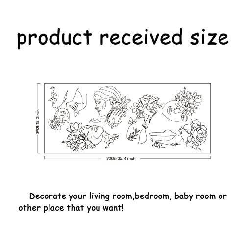 SUPERDANT 6 Pieces Minimalist Abstract Figure Wall Decals Modern Women Face Sticker Line Drawing Flowers Decals Vinyl DIY Art Decor for Living Room Bedroom Wall Sticker Vinyl Transfer - Image 2