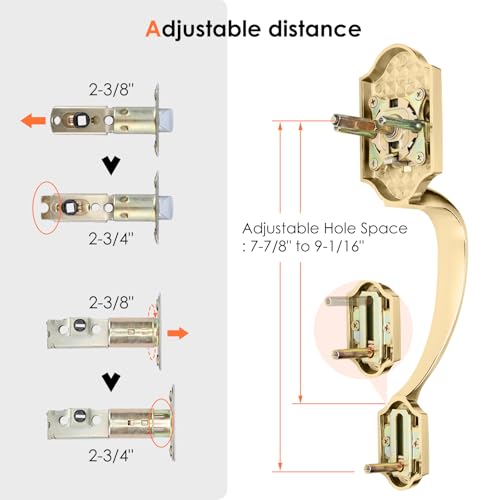 Image of Haidms Gold Front Door Handle and Deadbolt Set, Front Door Lock Set, Gold Entry Door Locksets with Deadbolt Single Cylinder, Exterior Door Handle with Reversible Handle Lever