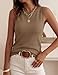 PRETTYGARDEN Sleeveless Sweater Tops for Women 2026 Summer Dressy Ribbed Tank Tops Spring Business Casual Work Shirts Blouses(Khaki,Small)