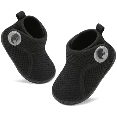 FEETCITY Baby Sock Shoes Infant High-Top Sneakers Baby First Walking Shoes Boys Girls Infant Crib Shoes Black Cover