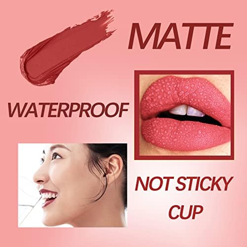 Matte Lip Gloss Set - Lipsticks for Women Long Lasting - 3Pcs Non Stick Cup Pumping Lip Gloss Waterproof Lipgloss - Not Fade High Pigmented Velvet Red Lipstick Sets - Beauty Makeup Kit