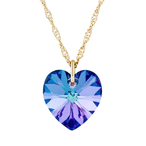 Colar Coração Swarovski 14mm Vitral Light - Sunshine Cristais Cor:Ouro