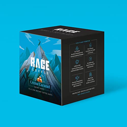 Image of RAGE COFFEE - Instant Creme Caramel Flavoured Sachets | 100% Arabica Beans | Black, Hot or Cold | 400 Gm - Pack of 40