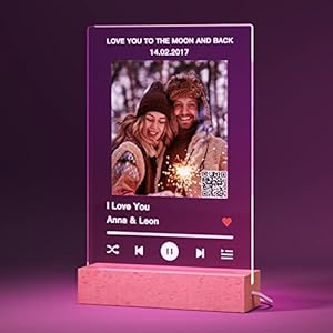 witfox Colorful Custom Spotify QR Code Plaque – Spotify Glass Art Personalized Acrylic Plaque with Video Any Song Music Link QR Code Customized Gifts for Couples