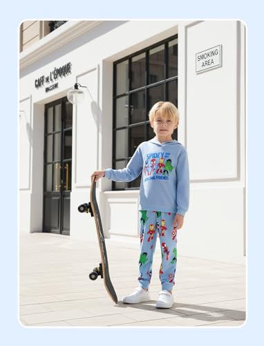 Disney Boys' Sweatsuit Set 2 Piece Hooded Top Sweatshirt Jogger Sets Avengers Fall Hoodie Lightweight Sweatpants Autumn Tracksuit Child Sweat Outfit Pullover Sweatshirt Suit Light Blue Size 5-6 Years - image 6
