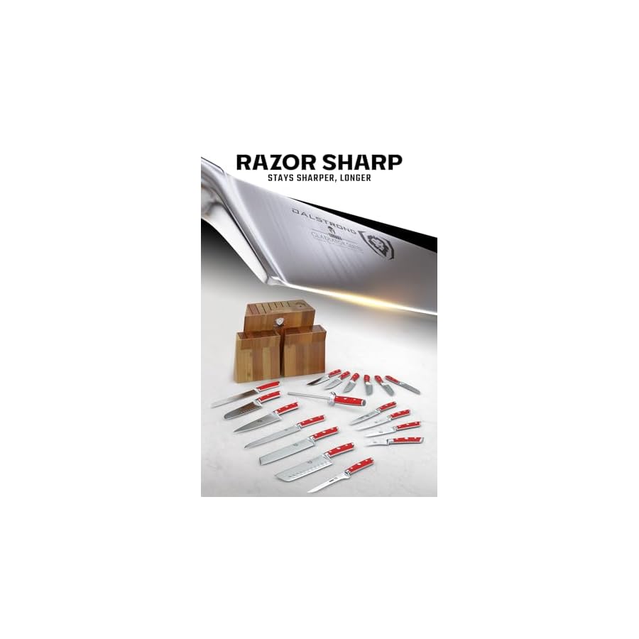 DALSTRONG-Gladiator-Series-Elite-18-Piece-Stainless-Steel-Knife-Set-with-Block-High-Carbon-German-Steel-Acacia-Wood-Block-Knife-Set-wRed-Handles-NSF-Certified DALSTRONG Gladiator Series Elite-18pc Stainless Steel Knife Set with Block-High Carbon German Steel-Acacia Wood Block-Gift Knife Set w/Red Handles-NSF Certified