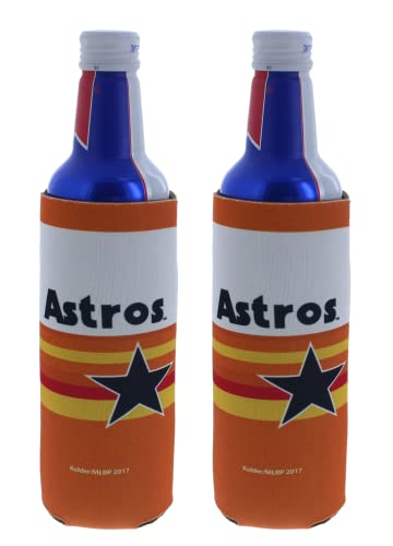 MLB Baseball Can Bottle Holder Insulator Beverage Cooler (Houston (Astros) - Vintage 16oz Aluminum Bottle 2-Pack)