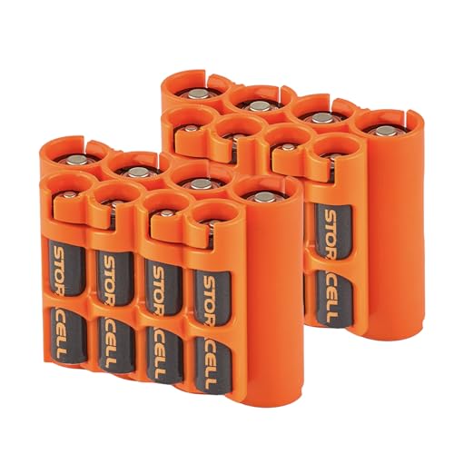 Rangement piles AA et AAA Storacell orange pour organiser 8 piles de télécommande