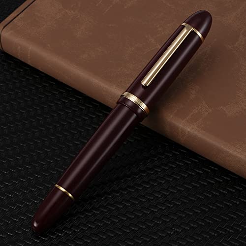 Jinhao X159 Fine Nib Fountain Pen, Wine Red With Golden Clip Acrylic Big Size Writing Pen #TOP1