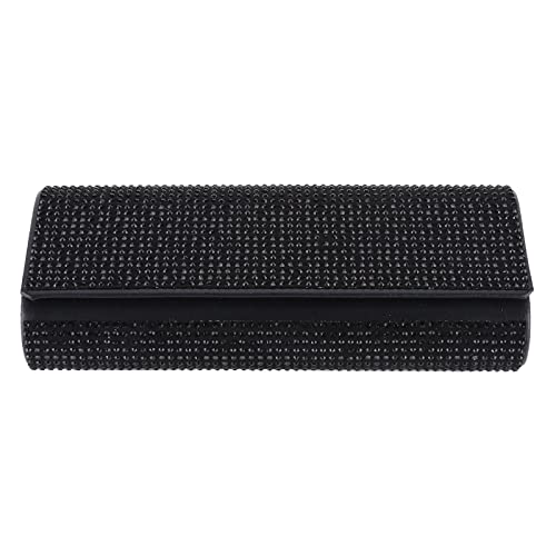 ihreesy Car Sunglasses Case,Glitter Crystal Eyeglasses Holder Protective Box Universal Sunglass Organizer ABS Sunglasses Storage Case Holder with Magnetic Closure for Most Cars,Black