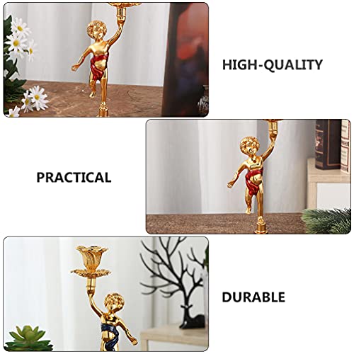 Generic Flashlight 2Pcs Candle Holders Kids With Torch Figurine Iron Candle Holder Desktop Centerpiece For Thanksgiving Fall Christmas Holiday Home Bar Wedding Decorative Black Accent Decor #TOP2