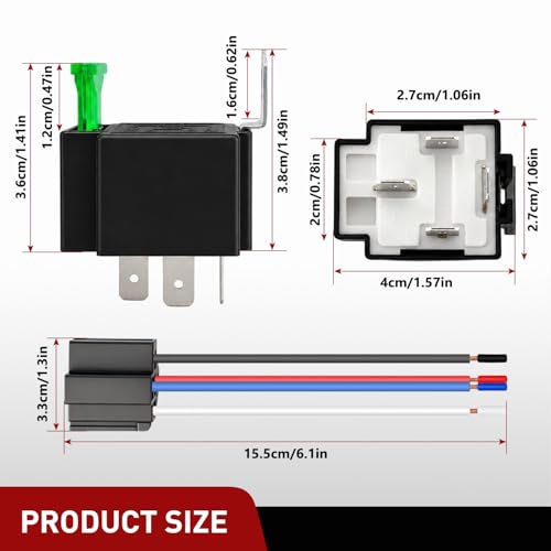 Image of Nilight 5PCS 30A Fused Relay Socket Harness Holder Kit | 12V 4 Pin SPST Interlocking 30 Amp Automotive Replacement Relays with Fuse for Auto Cars RV Truck SUV Automotive