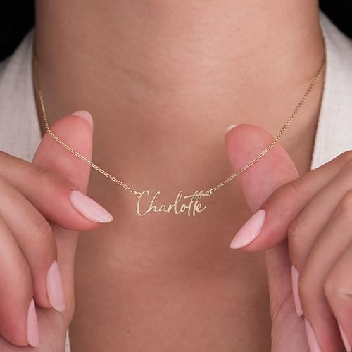 14K Solid Gold Personalized Name Necklace For Women, Name Necklace Custom, Nameplate Customized Pendant, Personalized Jewelry, 14K Solid Gold and Gold Plated Options Gift for Her3